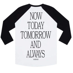 Now Today White and Black 3/4 Sleeve Baseball Shirt